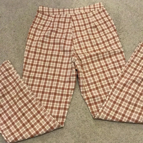 Brown gingham print high waisted pants - Picture 4 of 7